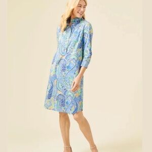 Lilly Pulitzer Berlin Blue Paisley Shirt Dress Sz medium